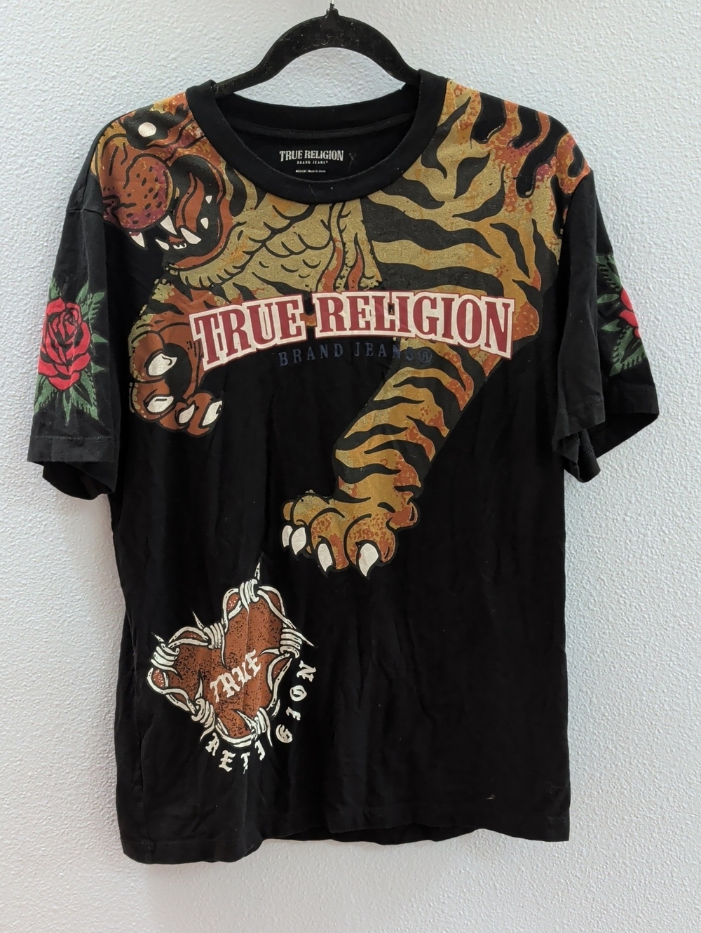 True Religion Tiger Heart Men’s Black Graphic Tiger Tee